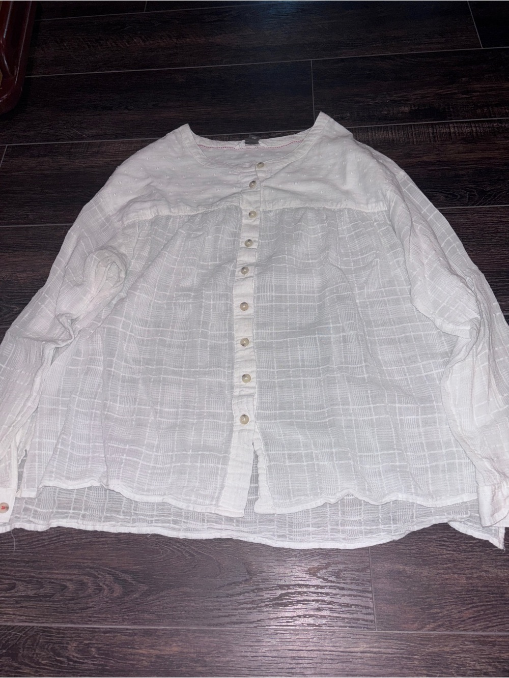 Women’s Pilcro White Button-Front Textured Blouse